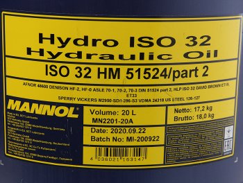 7 249 р. Масло гидравлическое HYDRO ISO 32 20л 2101 MANNOL MANNOL 1927  с доставкой в г. Майкоп. Увеличить фотографию 2
