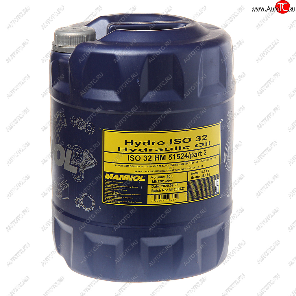 7 249 р. Масло гидравлическое HYDRO ISO 32 20л 2101 MANNOL MANNOL 1927  с доставкой в г. Майкоп