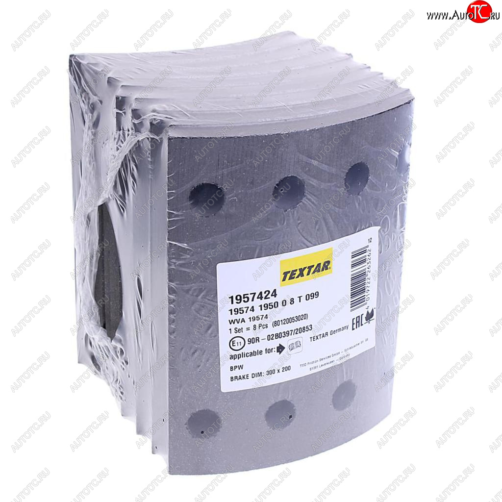 6 949 р. Накладка тормозной колодки BPW (300x200) 2-й рем. 80 отв. 8x15  93251 (8шт.) TEXTAR TEXTAR 1957424  с доставкой в г. Майкоп