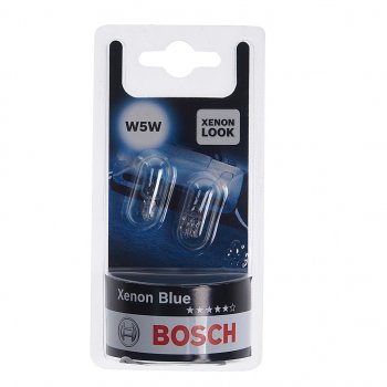 349 р. Лампа 12V W5W T10W W2.1x9.5d блистер (2шт.) Xenon Blue BOSCH BOSCH 1987301033  с доставкой в г. Майкоп. Увеличить фотографию 1