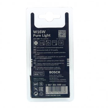 194 р. Лампа 12V W16W W2.1x9.5d блистер (2шт.) Pure Light BOSCH BOSCH 1987301049  с доставкой в г. Майкоп. Увеличить фотографию 2