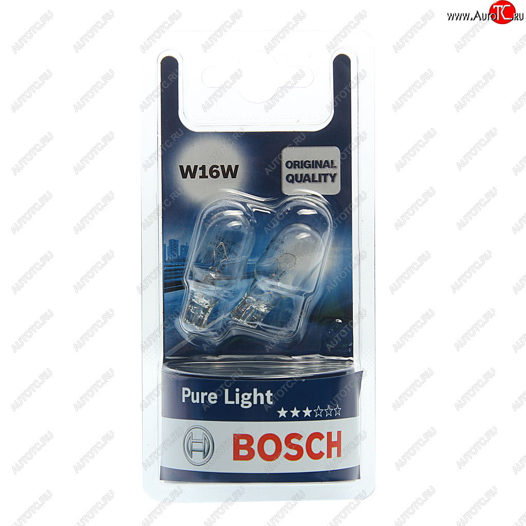 194 р. Лампа 12V W16W W2.1x9.5d блистер (2шт.) Pure Light BOSCH BOSCH 1987301049  с доставкой в г. Майкоп