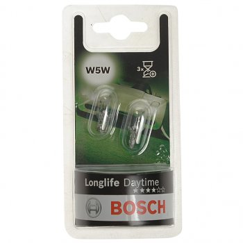 199 р. Лампа 12V W5W T10W W2.1x9.5d блистер (2шт.) Longlife Daytime BOSCH BOSCH 1987301052  с доставкой в г. Майкоп. Увеличить фотографию 1