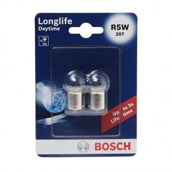 186 р. Лампа 12V R5W BA15s блистер (2шт.) Longlife Daytime BOSCH BOSCH 1987301058  с доставкой в г. Майкоп. Увеличить фотографию 1