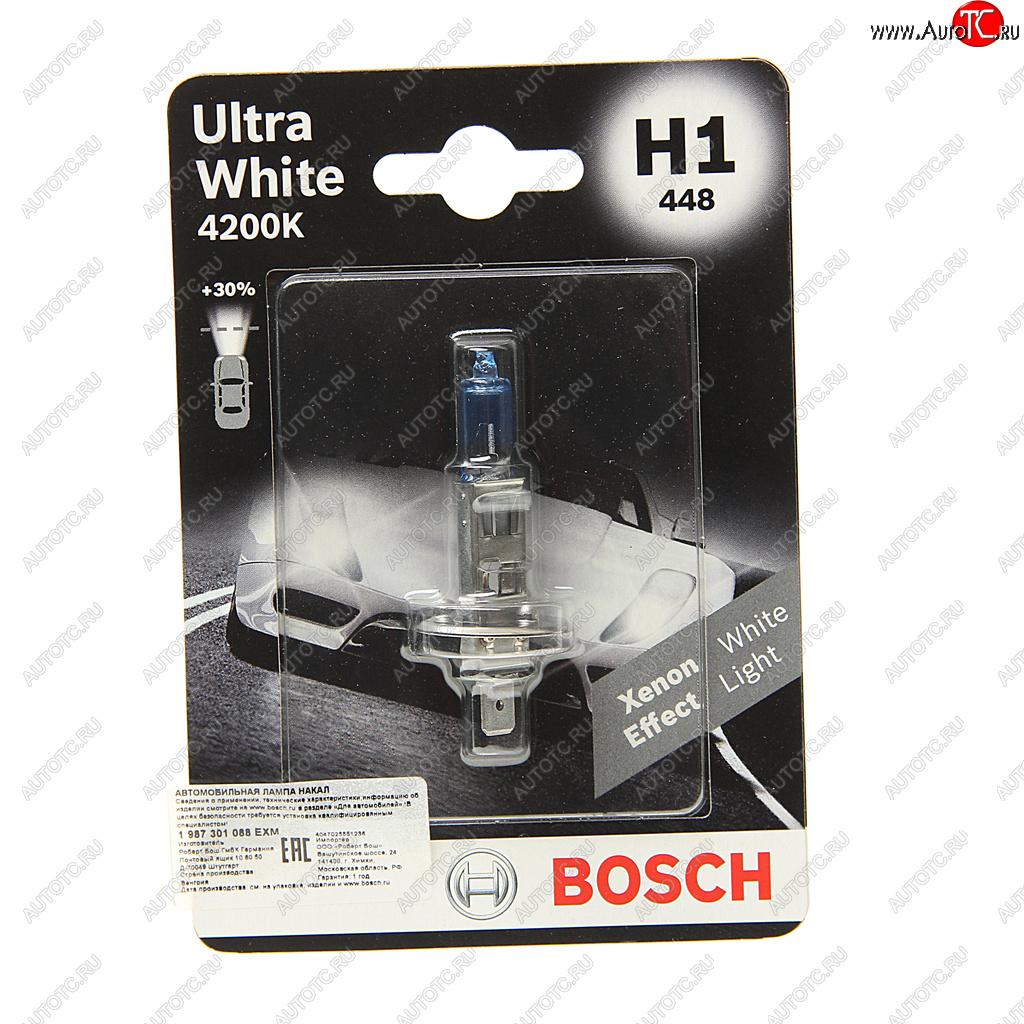 429 р. Лампа 12V H1 55W P14.5s блистер (1шт.) Ultra White BOSCH BOSCH 1987301088  с доставкой в г. Майкоп