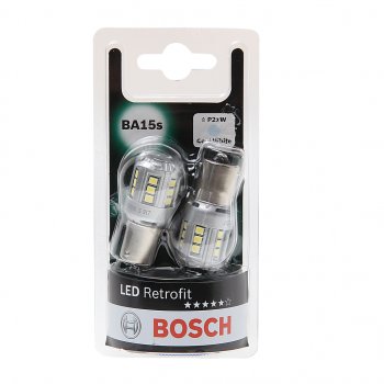 1 999 р. Лампа светодиодная 12V P21W BA15S 6000K блистер (2шт.) Retrofit BOSCH BOSCH 1987301517  с доставкой в г. Майкоп. Увеличить фотографию 1