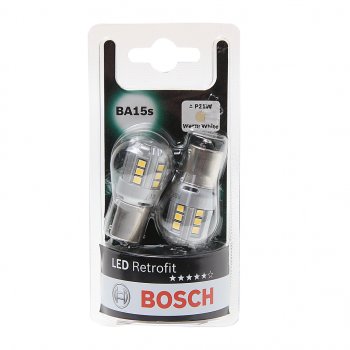 1 849 р. Лампа светодиодная 12V P21W BA15S 4000K блистер (2шт.) Retrofit BOSCH BOSCH 1987301518  с доставкой в г. Майкоп. Увеличить фотографию 1