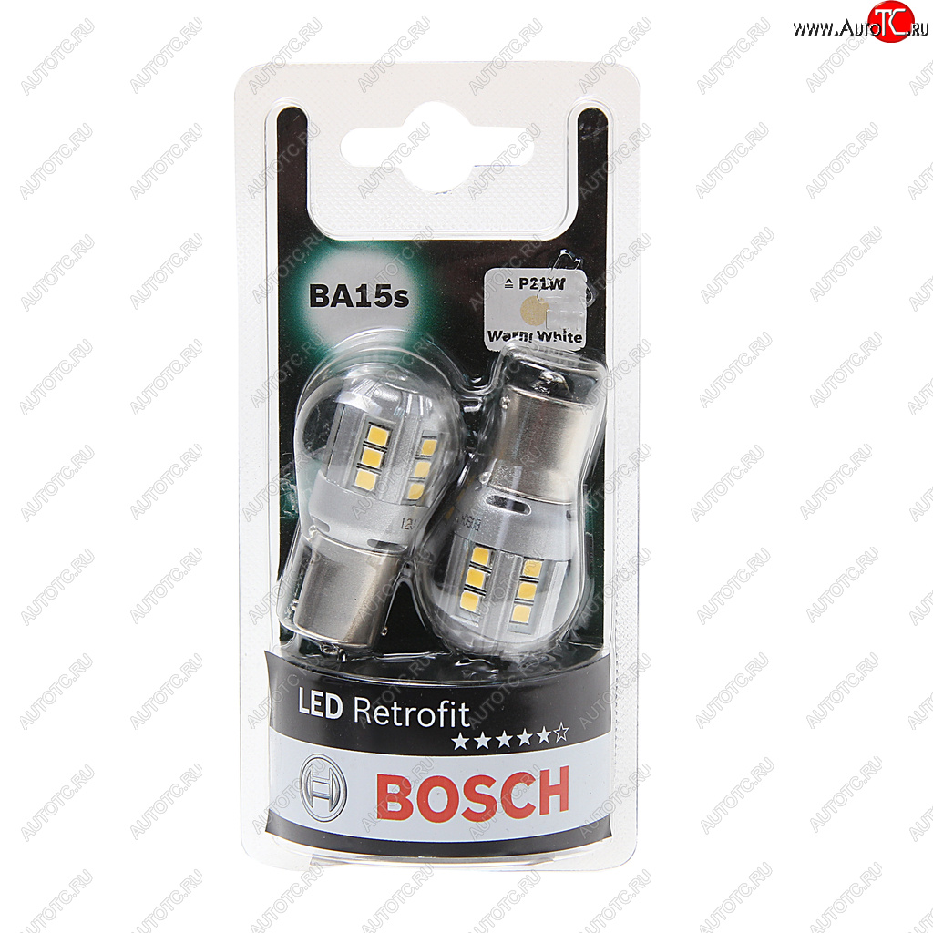 1 849 р. Лампа светодиодная 12V P21W BA15S 4000K блистер (2шт.) Retrofit BOSCH BOSCH 1987301518  с доставкой в г. Майкоп