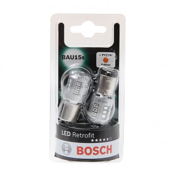 2 399 р. Лампа светодиодная 12V PY21W BAU15s блистер (2шт.) Retrofit BOSCH BOSCH 1987301520  с доставкой в г. Майкоп. Увеличить фотографию 1