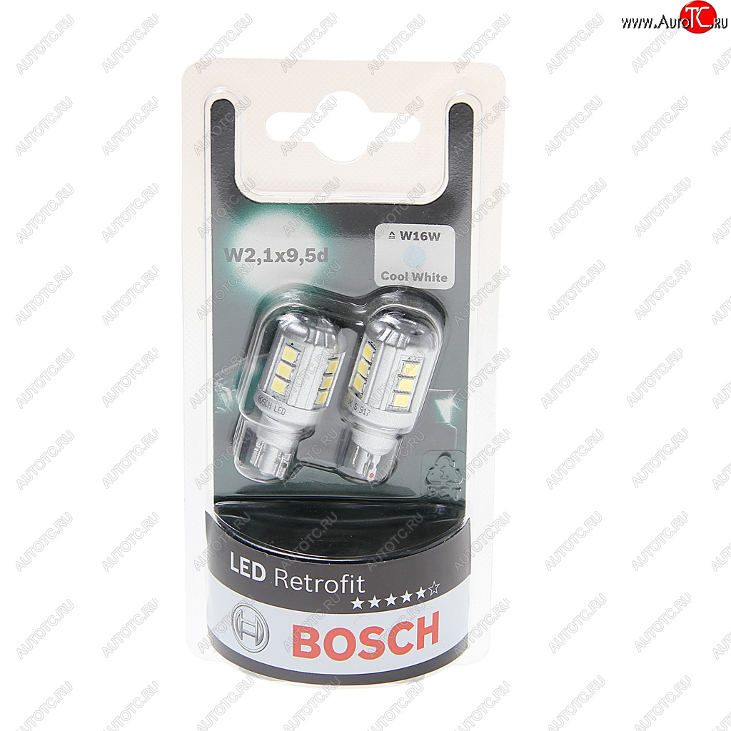1 899 р. Лампа светодиодная 12V W16W W2.1x9.5d 6000K блистер (2шт.) Retrofit BOSCH BOSCH 1987301523  с доставкой в г. Майкоп