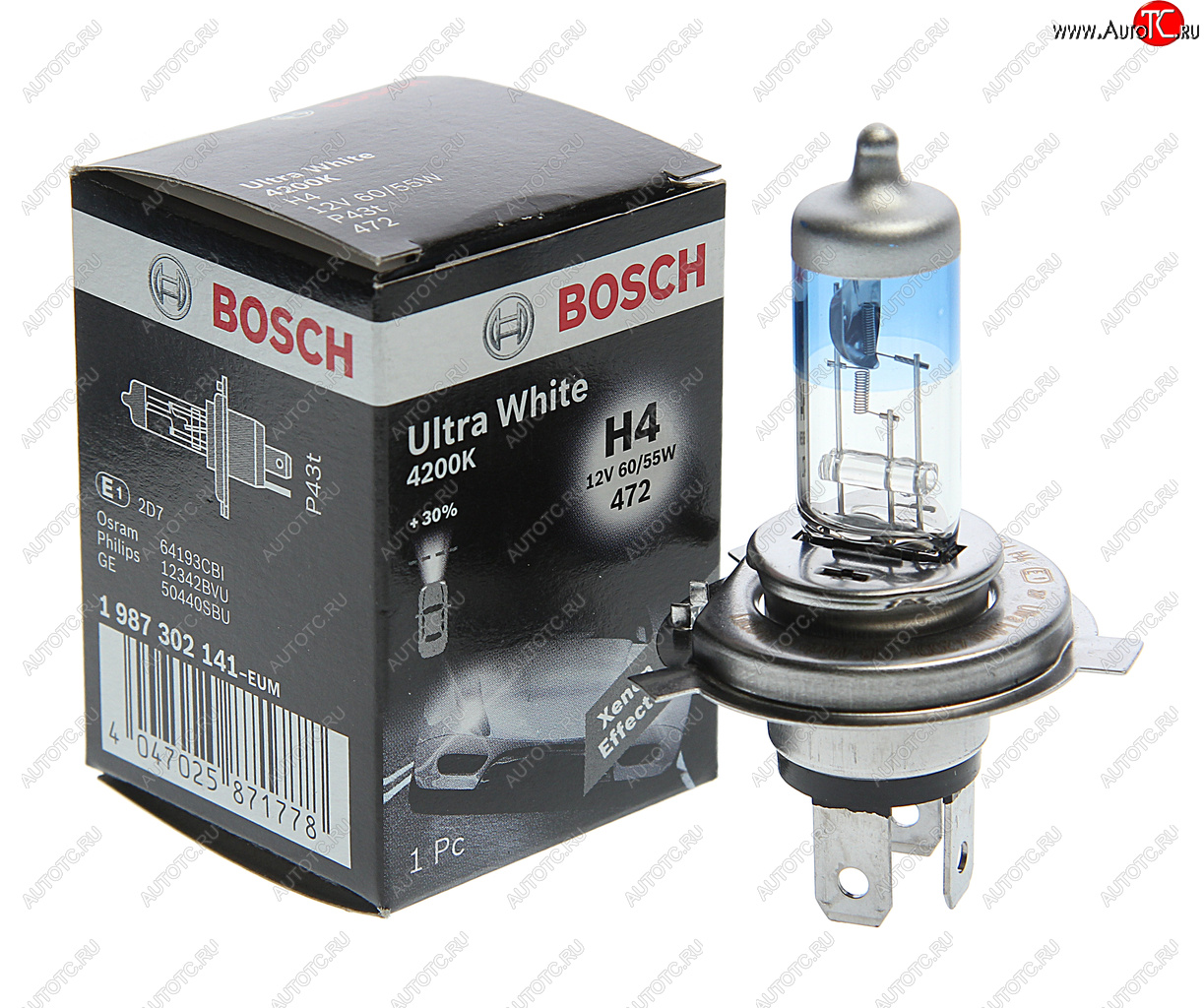 669 р. Лампа 12V H4 60/55W P43t Ultra White BOSCH BOSCH 1987302141 BOSCH 1987302141  с доставкой в г. Майкоп
