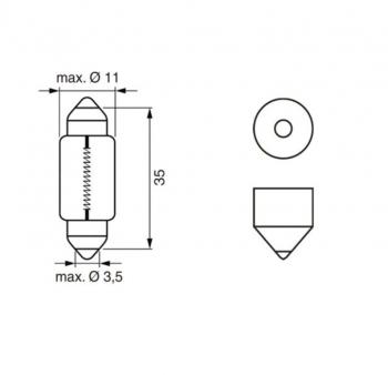 48 р. Лампа 12V C5W SV8.5-8 35мм Pure Light BOSCH BOSCH 1987302211  с доставкой в г. Майкоп. Увеличить фотографию 3
