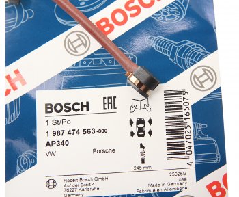 679 р. Датчик износа тормозных колодок VW Touareg AUDI Q7 задний BOSCH BOSCH 1987474563  с доставкой в г. Майкоп. Увеличить фотографию 2