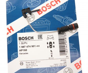 181 р. Датчик износа тормозных колодок MERCEDES C (W202),E (W210),G (W461) передний (1шт.) BOSCH BOSCH 1987474901  с доставкой в г. Майкоп. Увеличить фотографию 2