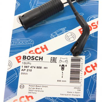 869 р. Датчик износа тормозных колодок BMW 5 (E39) передний BOSCH BOSCH 1987474958  с доставкой в г. Майкоп. Увеличить фотографию 2