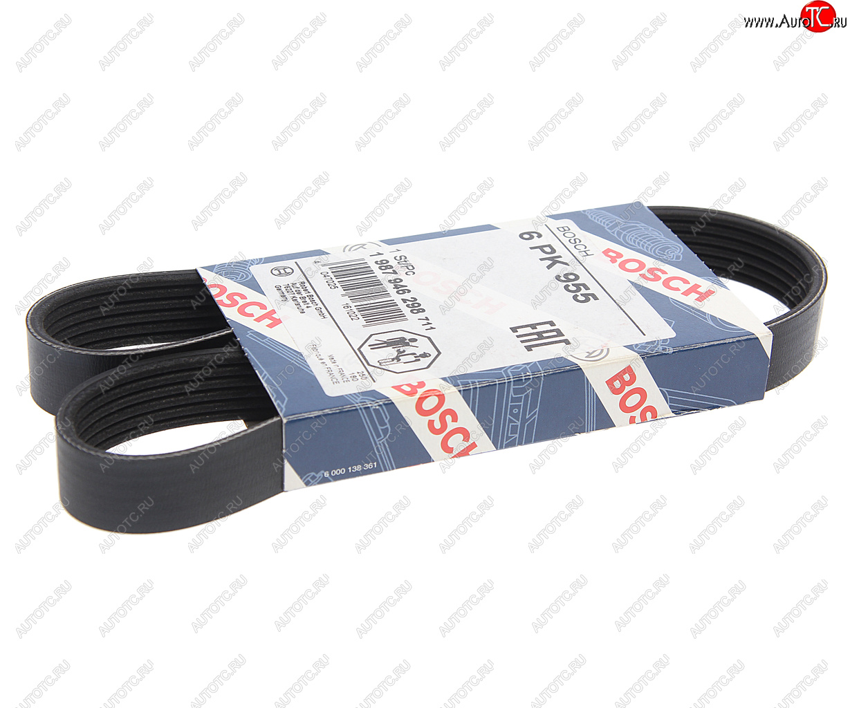 999 р. Ремень приводной поликлиновой 6PK955 HYUNDAI Elantra (06-),i20,i30 KIA Cerato генератора BOSCH BOSCH 1987946298  с доставкой в г. Майкоп