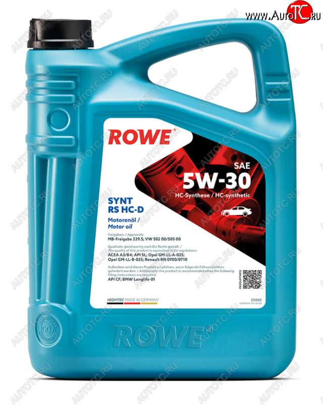 7 999 р. Масло моторное HIGHTEC SYNT RS A3B4SLCF 5W30 синт.5л ROWE ROWE 20060-0050-99  с доставкой в г. Майкоп