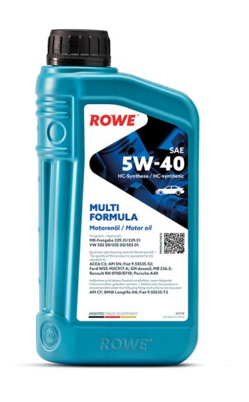 1 559 р. Масло моторное HIGHTEC MULTI FORMULA C3SNCF 5W40 синт.1л ROWE ROWE 20138-0010-99  с доставкой в г. Майкоп. Увеличить фотографию 2