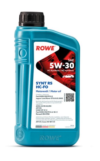 1 899 р. Масло моторное HIGHTEC SYNT RS A1B1A5B5SNCFGF-34 5W30 HC-FO синт.1л ROWE ROWE 20146-0010-99  с доставкой в г. Майкоп. Увеличить фотографию 1