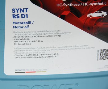 5 849 р. Масло моторное HIGHTEC SYNT RS D1 SPRCSNGF-56A 5W30 синт.4л ROWE ROWE 20212-0040-99  с доставкой в г. Майкоп. Увеличить фотографию 2
