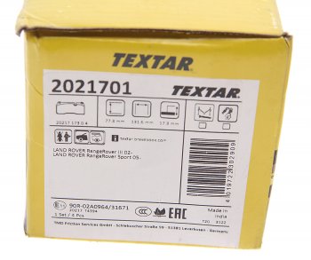 4 499 р. Колодки тормозные передние (4шт.) TEXTAR Land Rover Range Rover 3 L322 дорестайлинг (2002-2006)  с доставкой в г. Майкоп. Увеличить фотографию 4