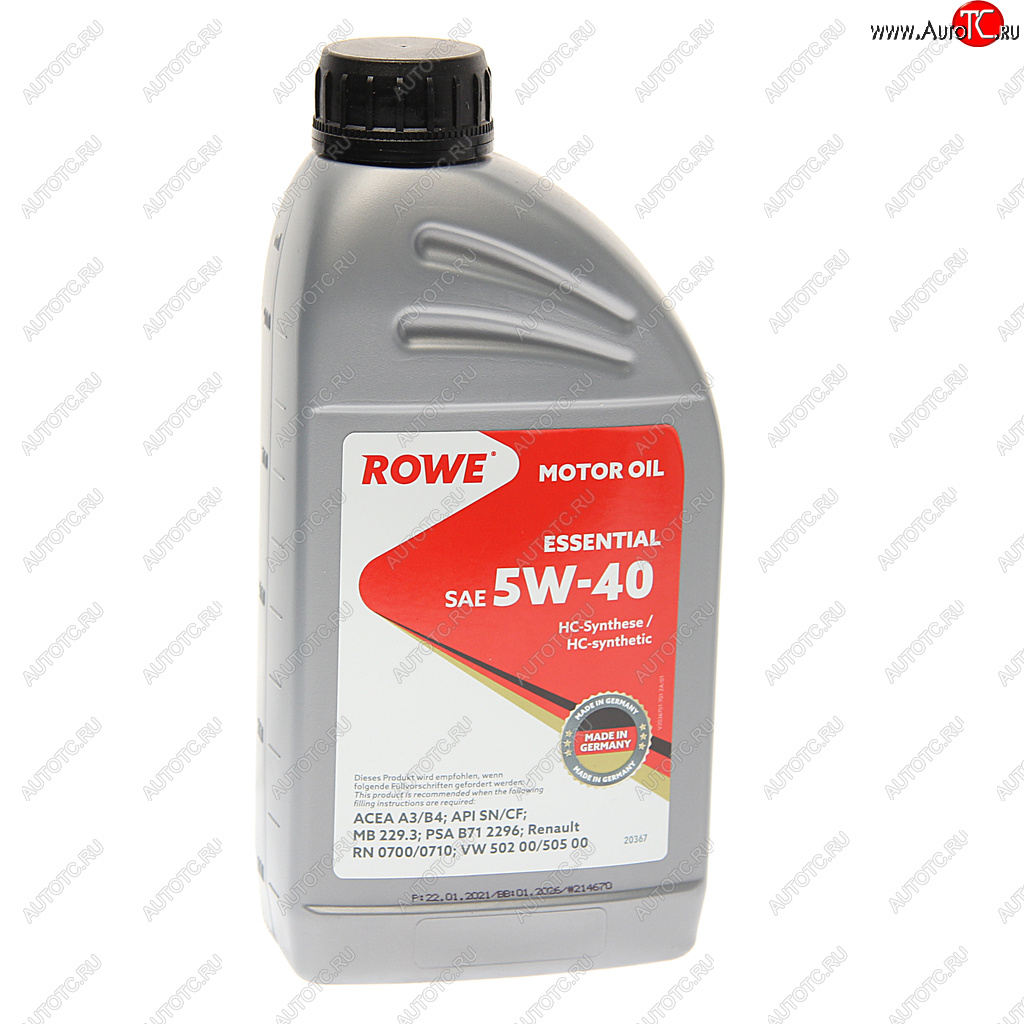 1 539 р. Масло моторное ESSENTIAL SNCFA3B4 5W40 синт.1л ROWE ROWE 20367-177-2a  с доставкой в г. Майкоп