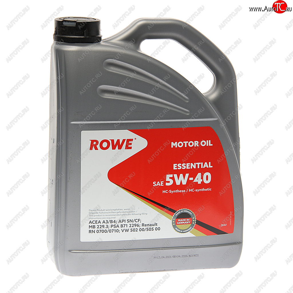 5 449 р. Масло моторное ESSENTIAL SNCFA3B4 5W40 синт.4л ROWE ROWE 20367-453-2a  с доставкой в г. Майкоп