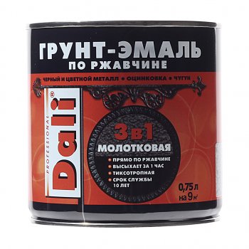 1 229 р. Грунт-эмаль по ржавчине серебристый молотковый 0.75л DALI DALI 20407  с доставкой в г. Майкоп. Увеличить фотографию 1