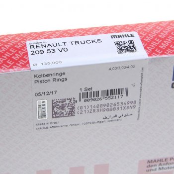 3 599 р. Кольца поршневые RENAULT дв.MIDR0635.40 d=135.00 (на 1 поршень) MAHLE MAHLE 20953v0  с доставкой в г. Майкоп. Увеличить фотографию 4
