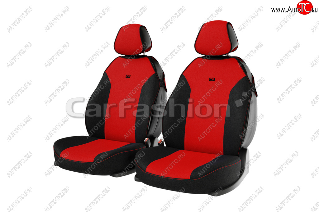 1 249 р. Универсальные чехлы сидений (майка, 4 предм., полиэстер) Bingo Front CARFASHION Toyota Passo 1 (2004-2010) (черно-красный)  с доставкой в г. Майкоп