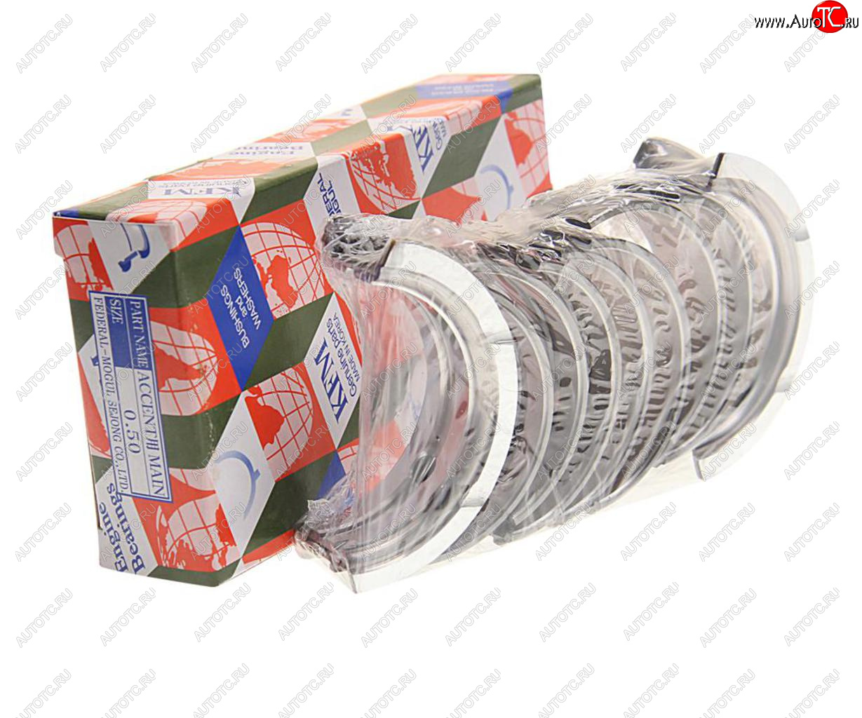 2 149 р. Вкладыши HYUNDAI Accent (03-),Getz (02-),Lantra (00-) (1.6) коренные d+0.50 комплект (10шт.) KFM KFM 21020-26962  с доставкой в г. Майкоп