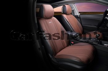 2 849 р. Накидка на сиденье экокожа-твид коричневая (4 предм.) (2шт.) Grand CARFASHION CARFASHION 21842  с доставкой в г. Майкоп. Увеличить фотографию 1