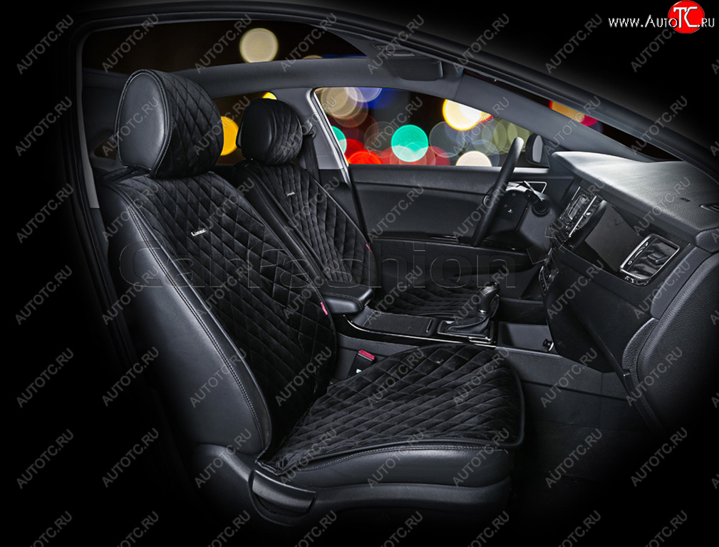 4 289 р. Накидка на сиденье велюр-экокожа черная (4 предм.) (2шт.) California CARFASHION CARFASHION 21896  с доставкой в г. Майкоп