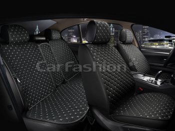 4 399 р. Накидка на сиденье лен черно-серые (5 предм.) (4шт.) Cube CARFASHION CARFASHION 22674  с доставкой в г. Майкоп. Увеличить фотографию 1