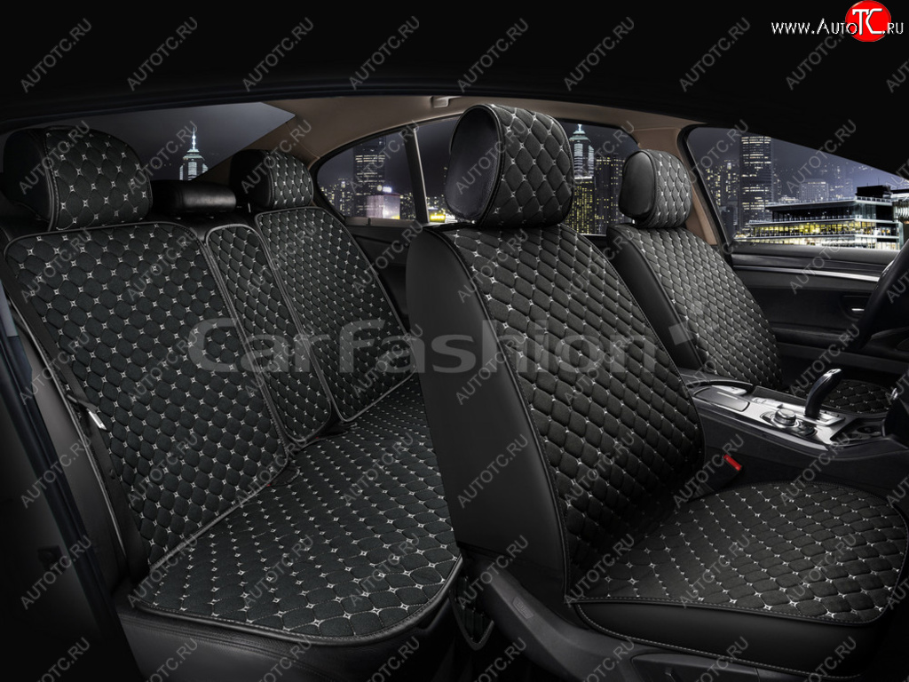4 399 р. Накидка на сиденье лен черно-серые (5 предм.) (4шт.) Cube CARFASHION CARFASHION 22674  с доставкой в г. Майкоп