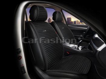 3 999 р. Накидка на сиденье велюр-экокожа черная (4 предм.) (2шт.) Monaco Pro Front CARFASHION CARFASHION 22706  с доставкой в г. Майкоп. Увеличить фотографию 1