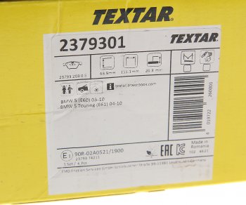 4 999 р. Колодки тормозные передние (4шт.) TEXTAR BMW 3 серия E90 седан дорестайлинг (2004-2008)  с доставкой в г. Майкоп. Увеличить фотографию 3