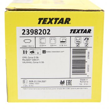 2 699 р. Колодки тормозные передние (4шт.) TEXTAR Fiat Albea 170 седан (2002-2012)  с доставкой в г. Майкоп. Увеличить фотографию 3