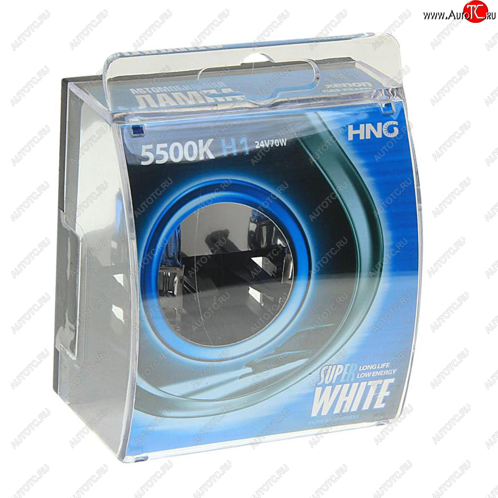 255 р. Лампа 24V H1 70W P14.5s 5500К бокс (2шт.) Super White HNG HNG 24170sw2  с доставкой в г. Майкоп