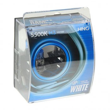 224 р. Лампа 24V H3 70W PK22s 5500К бокс (2шт.) Super White HNG HNG 24370sw2  с доставкой в г. Майкоп. Увеличить фотографию 1
