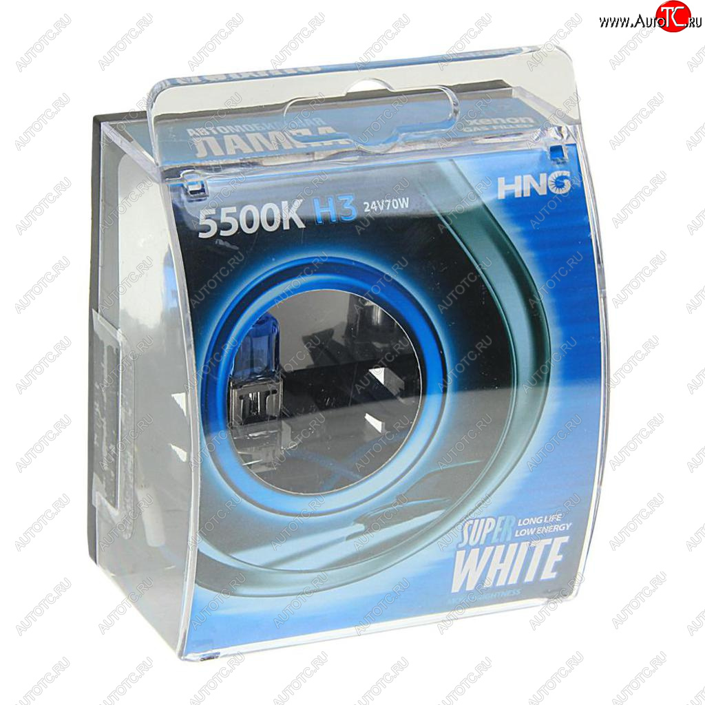 224 р. Лампа 24V H3 70W PK22s 5500К бокс (2шт.) Super White HNG HNG 24370sw2  с доставкой в г. Майкоп