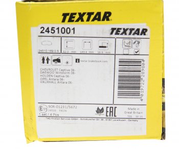 4 099 р. Колодки тормозные передние (4шт.) TEXTAR Opel Antara (2006-2010)  с доставкой в г. Майкоп. Увеличить фотографию 3