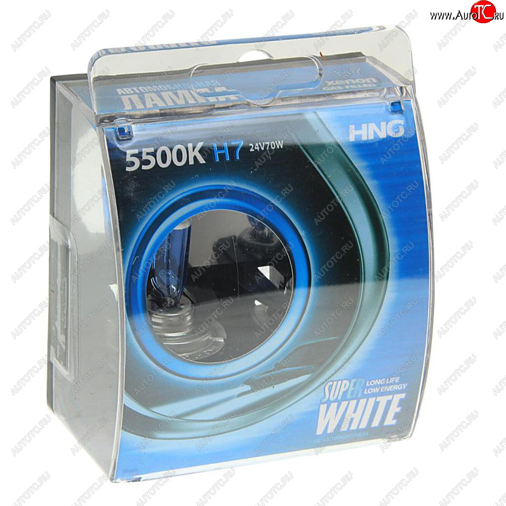 359 р. Лампа 24V H7 70W PX26d 5500К бокс (2шт.) Super White HNG HNG 24770sw2  с доставкой в г. Майкоп