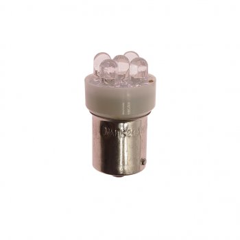 175 р. Лампа светодиодная 24V R10W BA15s 5 светодиодов белая МАЯК МАЯК 24t15-w5led  с доставкой в г. Майкоп. Увеличить фотографию 1