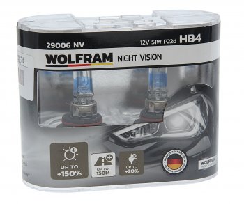 1 899 р. Лампа 12V HB4 80W P22d +150% бокс (2шт.) Extra Light WOLFRAM WOLFRAM 29006nv WOLFRAM 29006nv  с доставкой в г. Майкоп. Увеличить фотографию 1