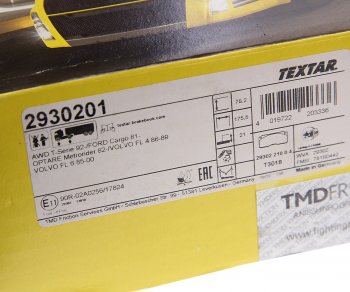 11 699 р. Колодки тормозные VOLVO FL дисковые (176x78x22) (4шт.) TEXTAR TEXTAR 2930201  с доставкой в г. Майкоп. Увеличить фотографию 4