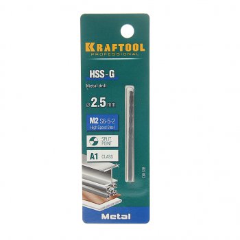 61 р. Сверло по металлу 2.5х57мм HSS KRAFTOOL KRAFTOOL 29651-2.5  с доставкой в г. Майкоп. Увеличить фотографию 1