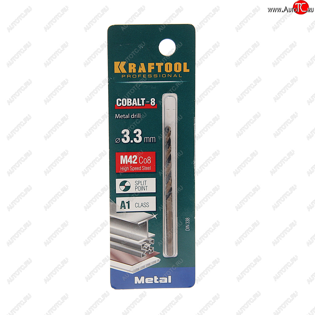 139 р. Сверло по металлу 3.3х65мм HSS Cobalt KRAFTOOL KRAFTOOL 29656-3.3  с доставкой в г. Майкоп