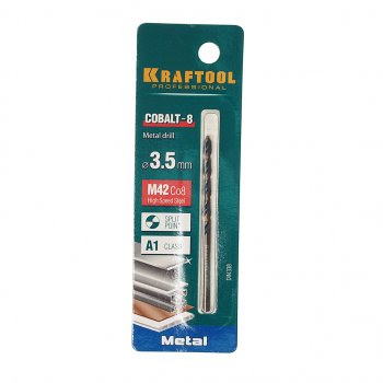 139 р. Сверло по металлу 3.5х70мм HSS Cobalt KRAFTOOL KRAFTOOL 29656-3.5  с доставкой в г. Майкоп. Увеличить фотографию 1