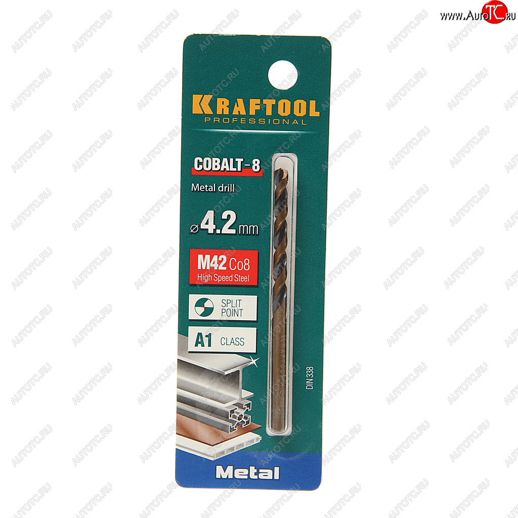 167 р. Сверло по металлу 4.2х75мм HSS Cobalt KRAFTOOL KRAFTOOL 29656-4.2  с доставкой в г. Майкоп